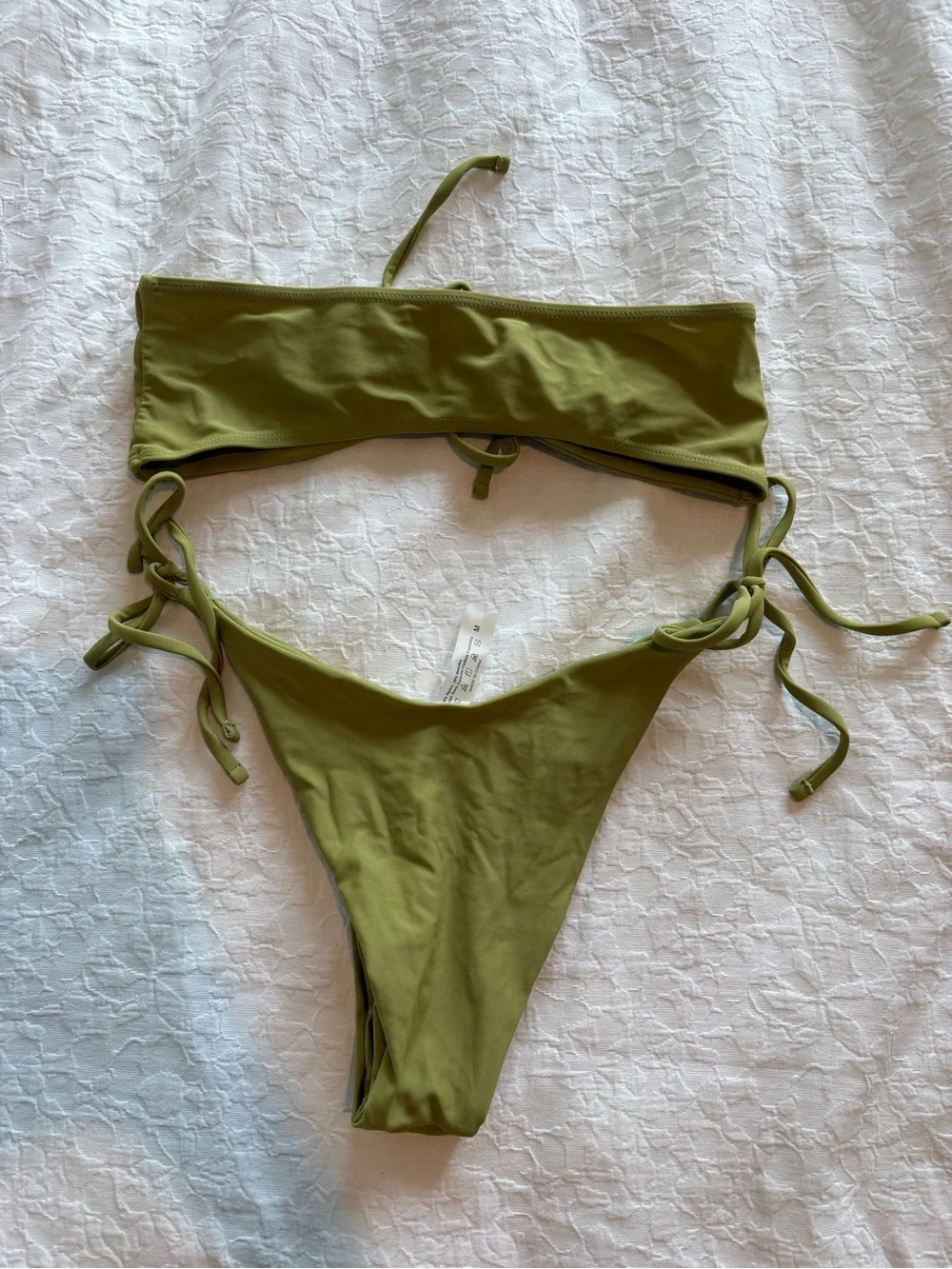 SHEIN Olive Tie-Side Bandeau Bikini Set